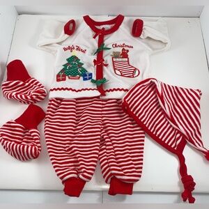 Starting Out My First Christmas 4 Pc Top Leggings Hat Booties Outfit 0-3M NWOT